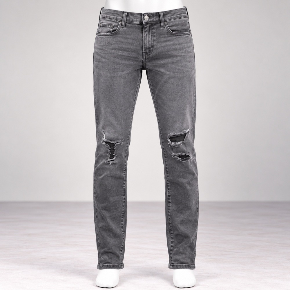 Cotton On Mid Cropped Skinny Jeans Womens 4 Black Distressed Ripped Denim
